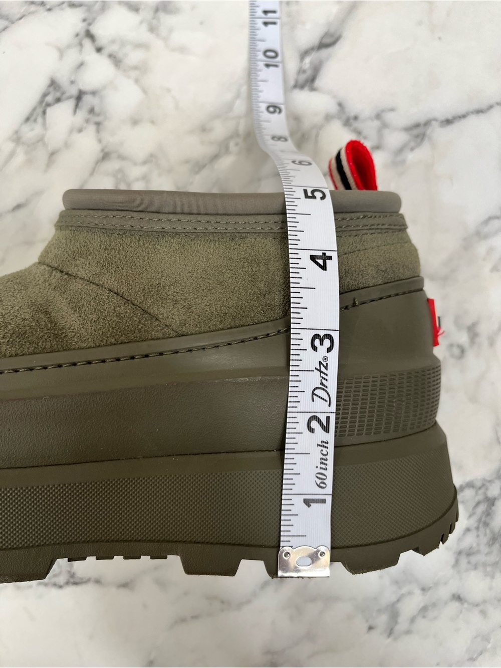 Hunter Askern Waterproof Suede Platform Bootie in Loch Olive Green Size 7 - Picture 7 of 11